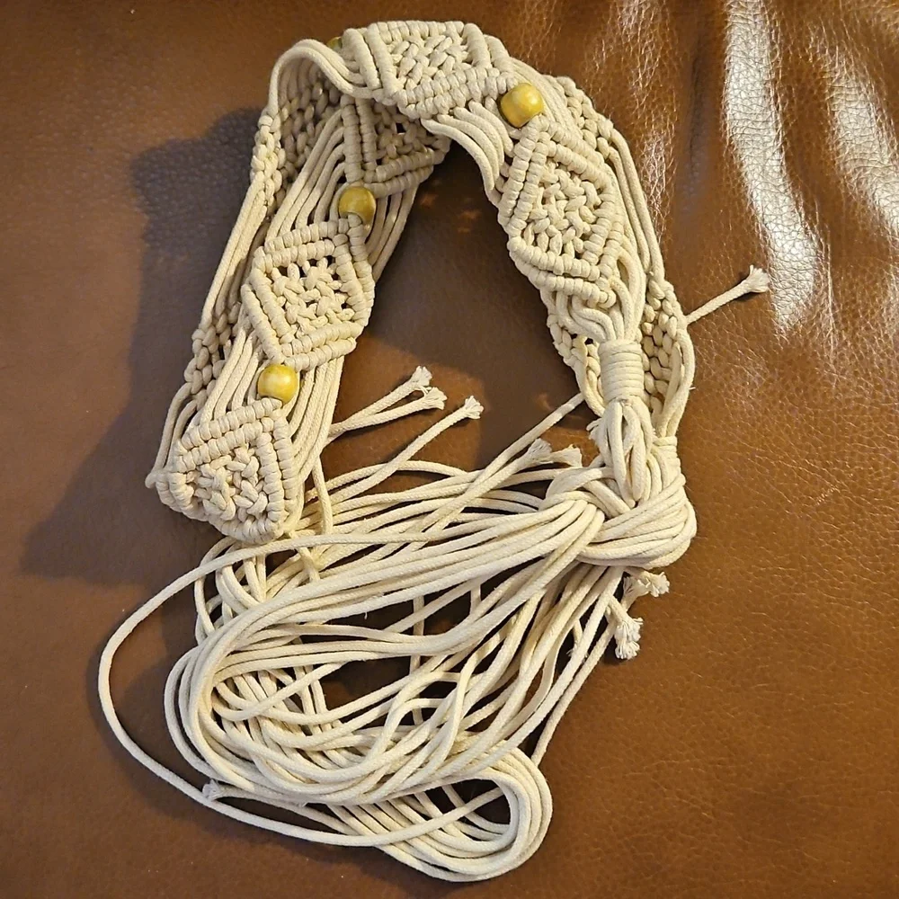 3/$30 HANDMADE Macrame Beaded Festival Rope Sash Belt